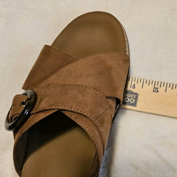 Yellowbox Brown Faux Suede Kasmira Slides Women's Size 10 Used - Picture 9 of 9